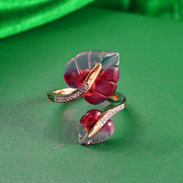 GP - Rosa Bicolor-Murano aus Italien, Kanchanaburi Blauer Saphir Ring 925 Silber 750 Gelbgold Vermeil (Gr&ouml;&szlig;e 19.00) image number 2