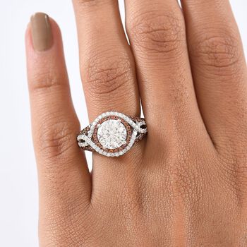 D'Joy 100 Facetten Moissanit, Roter Saphir Ring 925 Silber rhodiniert (Gr&ouml;&szlig;e 19.00) ca. 4.03 ct