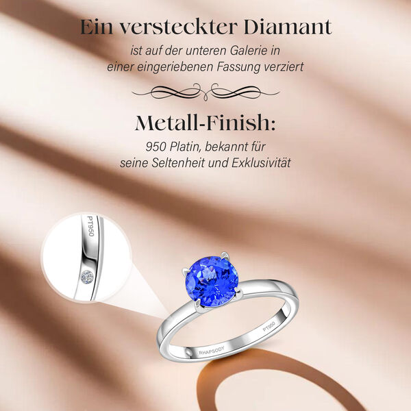 RHAPSODY AAAA Tansanit und VS Diamant Ring in 950 Platin - 1,45 ct. image number 3