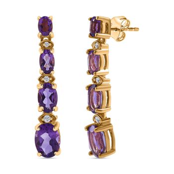 Afrikanischer Amethyst Ohrringe, 925 Silber platiniert, ca. 2.59 ct