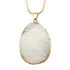 Weißer Kristall Drusen-Quarz Anhänger mit Kette, ca. 50 cm, goldfarben, ca. 123,50 ct