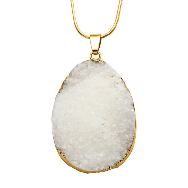 Weißer Kristall-Drusen-Quarz-Anhänger mit Kette 50 cm - 123,50 ct. image number 0