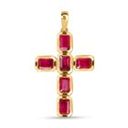 Afrikanischer Rubin (Fissure gefüllt) Kreuz-Anhänger, 925 Silber Gelbgold Vermeil ca. 5,31 ct