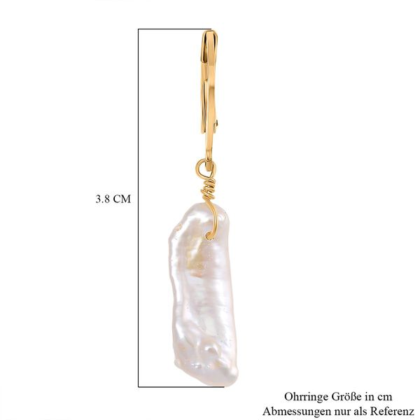 Weiße Keshi Perle Ohrringe Reiner Edelstahl Standard gelb vergoldet image number 6