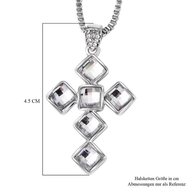 Wei&szlig;er Kreuz Kristall Halskette, ca. 60 cm, silberfarben image number 6