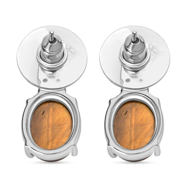 Tigerauge, Citrin Ohrringe 316L Edelstahl ca. 8.06 ct image number 4