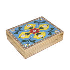 Handbemalte Aufbewahrungsbox aus Kiefernholz, 22x16x5 cm, Blumenmuster, Türkis image number 2