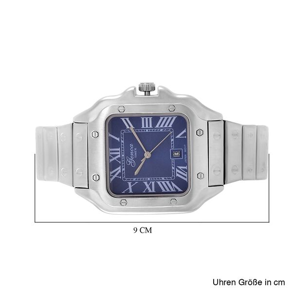 GENOA - Elegante Japan-Uhr mit Datumsfunktion, IPS-versilbertem Gehäuse, römischen Ziffern, Edelstahlarmband, 3 ATM Wasserdichtigkeit, 20 cm image number 8