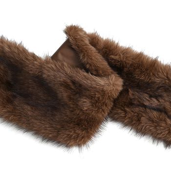 Schal mit Kunstfell in Felloptik, Einheitsgr&ouml;&szlig;e, Hellbraun