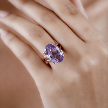 AAA Rose De France Amethyst Ring, 925 Silber ros&eacute;vergoldet (Gr&ouml;&szlig;e 19.00) ca. 12.30 ct