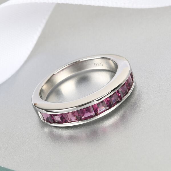Rhodolith Granat Band Ring 925 Silber Platin-&Uuml;berzug image number 2