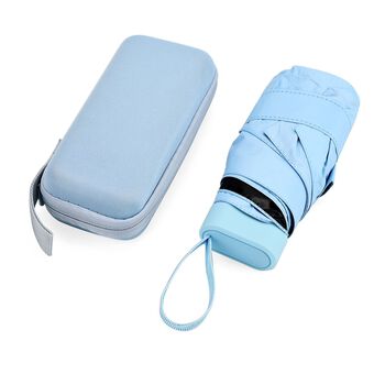 Sturmfester Pocketschirm mit Etui und UV-Schutz, Hellblau