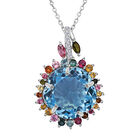 AA Blau Topas, Mehrfarbig-Turmalin Schmuckset 925 Silber rhodiniert ca. 14.15 ct