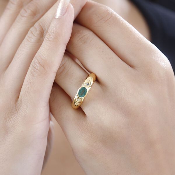 Kagem sambischer Smaragd und Zirkon Ring - 0,52 ct. image number 3