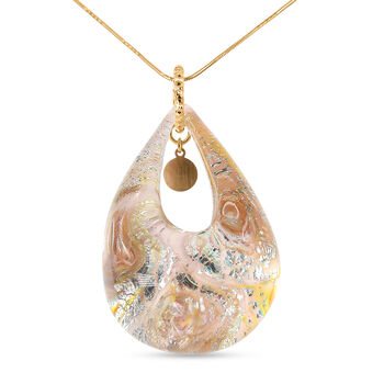 IL MURANO DI FRANCESCA - Rosafarbenes DROP Anh&auml;nger 925 Silber 750 Gelb Vergoldet