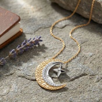 GP - Kanchanaburi Blauer Saphir, Wei&szlig;er Diamant Schmuckset ca. 50 cm, 925 Silber Rhodiniert und 750 Gelbgold Vermeil ca. 0,15 ct.