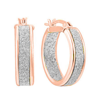 Sternenstaub-Creolen, 925 Silber ros&eacute;vergoldet