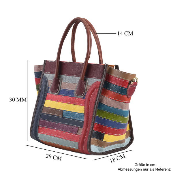 CHAOS BY ELSIE - Schultertasche aus 100% echtem Leder mit RFID Schutz und abnehmbarem Riemen, Größe 28x18x30 cm, Braun image number 7