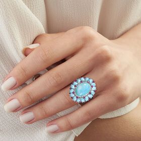 D’Joy AA Larimar und Rhodolith Granat Ring - 22,54 ct.