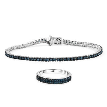 Blauer Diamant Ring und 19cm Armband