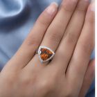 Madeira Citrin Halo Ring 925 Silber Platin-Überzug image number 2