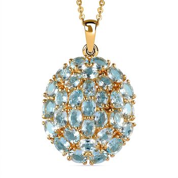 Himmelblauer Topas Anh&auml;nger mit Kette, 925 Silber Gelbgold Vermeil ca. 4,65 ct