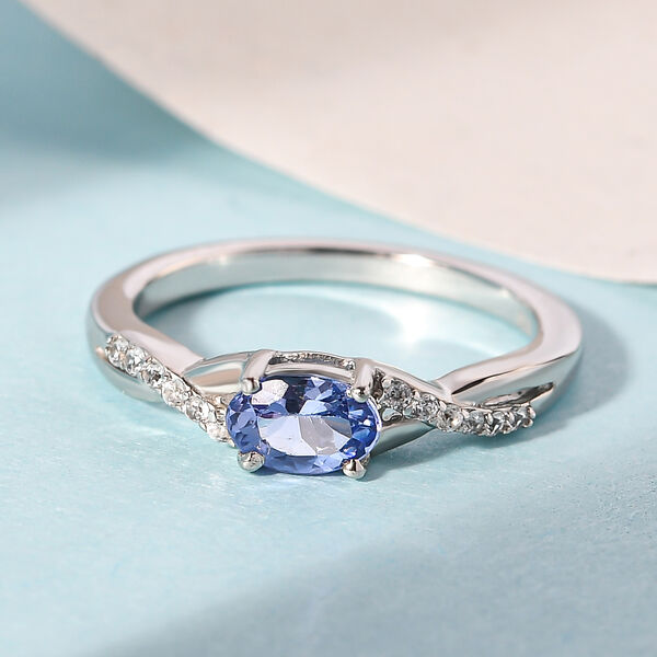 Tansanit und wei&szlig;er Zirkon-Ring - 0,55 ct. image number 2