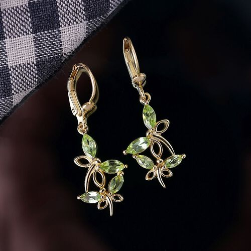 Peridot Ohrringe 925 Silber vergoldet ca. 1,64 ct. image number 1