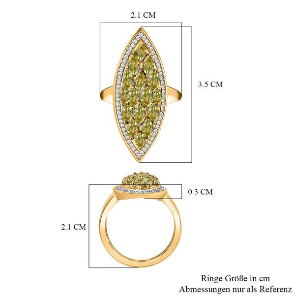 Nat&uuml;rlicher Peridot und Zirkon-Cocktail-Ring - 3,01 ct. image number 7