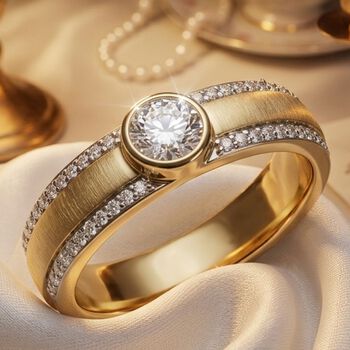 LUXURIANT DIAMOND - Lab Grown Diamant SI-GH Ring 925 Silber 750 Gelbgold vermeil (Gr&ouml;&szlig;e 19.00) ca. 0,51 ct
