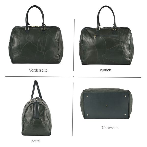 Stylische Patchwork-Reisetasche aus Schafsleder, schwarz image number 4