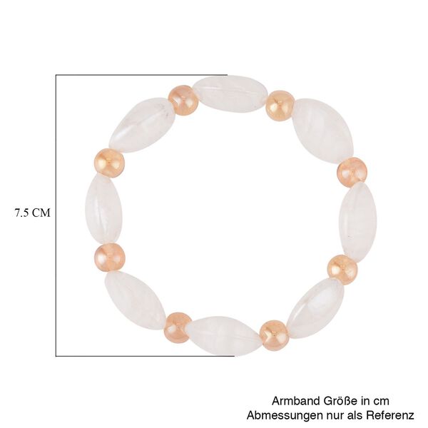 Weiße Glas-Perlen 53,25cm Halskette und flexibles Armband im Murano-Stil image number 8