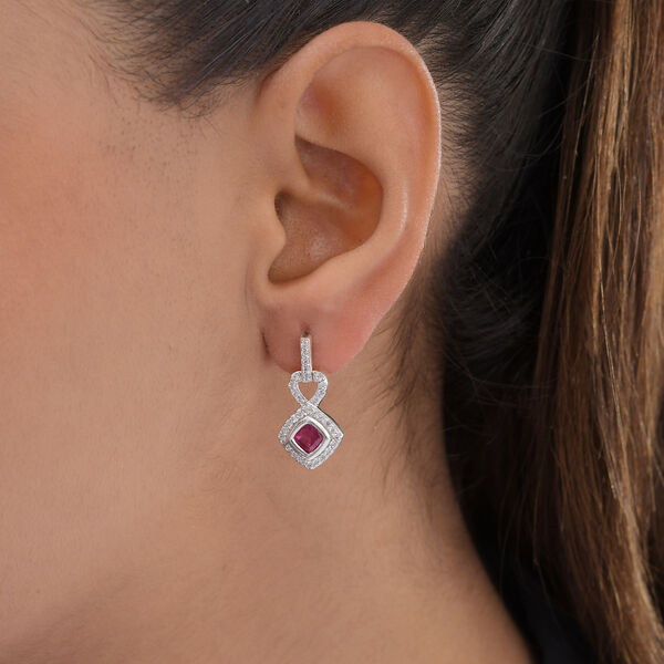 Afrikanische Rubin und Zirkon-Ohrhänger in Silber image number 3