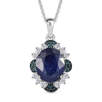 D'Joy Masoala Saphir, Zirkon und blauer Diamant Anh&auml;nger mit 50cm Kette - 7,65 ct.