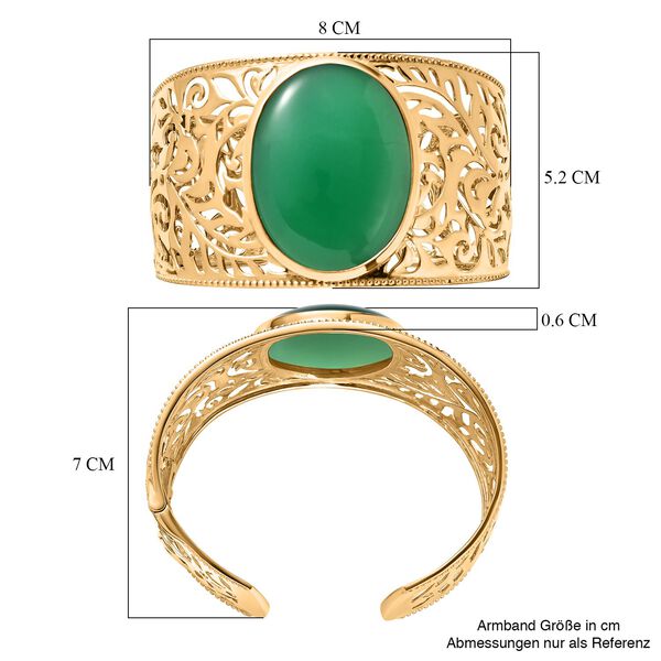 Grüner Onyx Armreif ca. 19 cm Reines Messing vergoldet ca. 65,14 ct. image number 6