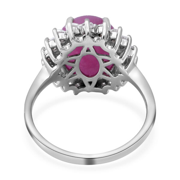 Nat&uuml;rlicher, rosa Saphir und Zirkon-Halo-Ring, 925 Silber platiniert, 8,34 ct. image number 4