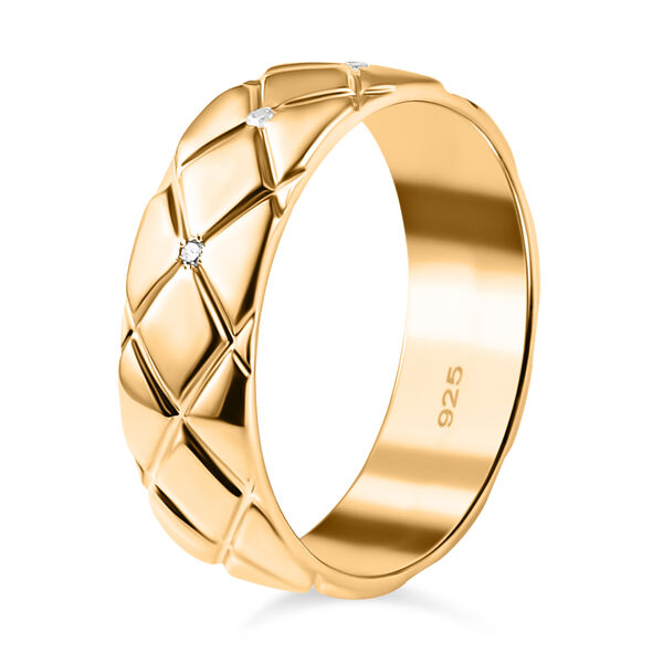 Weißer Diamant Ring, 925 Silber Gelbgold Vermeil, (Größe 17.00) image number 3