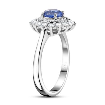 LUXORO zertifiziert und gepr&uuml;ft  AAA Blauer Saphir und Diamant Ring in 585 Wei&szlig;gold - 1,82 ct.