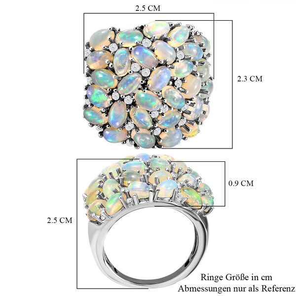 Natürlicher, äthiopischer Welo Opal und weißer Zirkon-Ring - 5,62 ct. image number 7