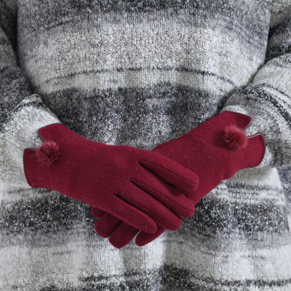Kashmir Handschuhe mit Supersoft Mikroplusch futter, Burgunderrot image number 3