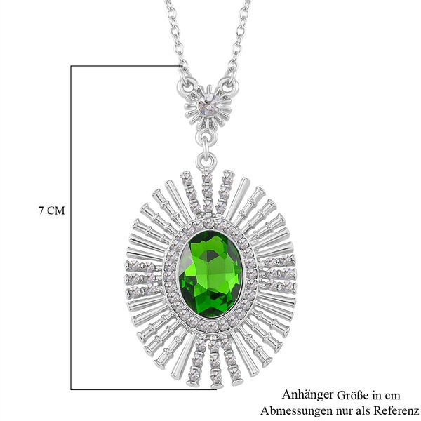 Neongr&uuml;ne und wei&szlig;e Kristall-Halskette, 50 cm image number 6