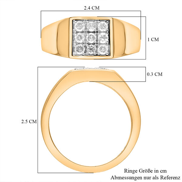 Weißer Diamant Ring, 925 Silber Gelbgold Vermeil, (Größe 19.00) ca. 0.50 ct image number 6
