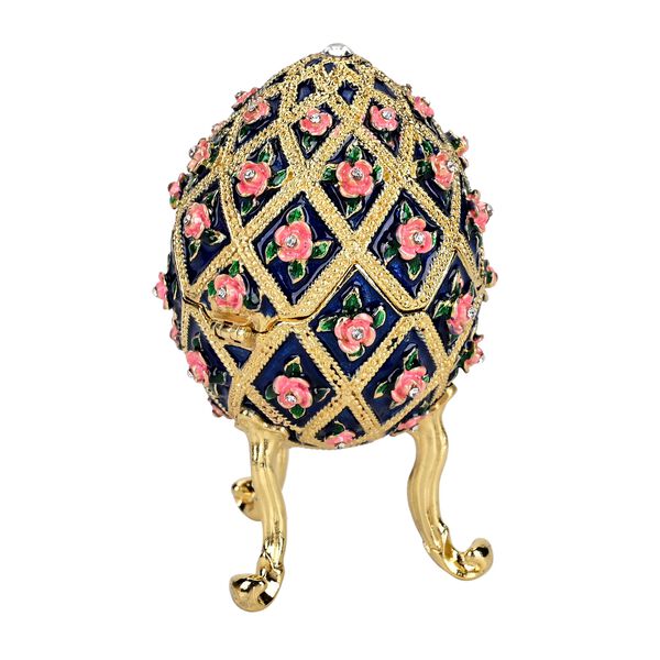 Emaillierte Schmuckbox in Osterei-Form mit Blumenmuster, 5x9cm image number 7