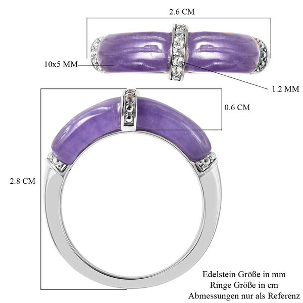 Lila Jade und Zirkon Ring 925 Silber Rhodium-&Uuml;berzug image number 6