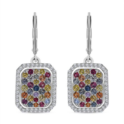 AA Mehrfarbige Saphir Ohrringe, 925 Silber platiniert ca. 3.14 ct image number 0