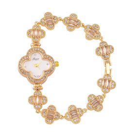 Weißer Kristall, Weißer Zirkonia Uhren Std Gelb