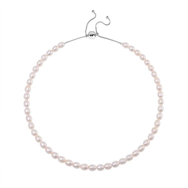 Weiße Süßwasserperlen-Halskette, 45 cm image number 3