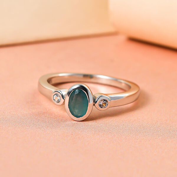 Grandidierit und weißer Zirkon-Ring, 925 Silber platiniert (Größe 20.00) ca. 0.54 ct image number 2