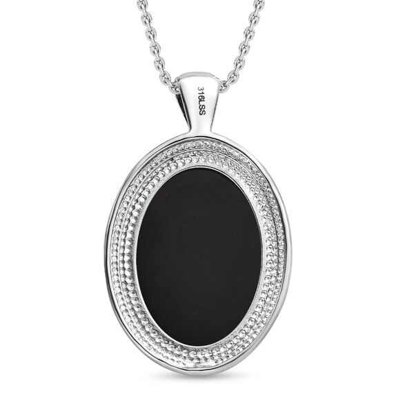 Schwarzer Onyx Schmuckset  Edelstahl ca. 23,14 ct. image number 4