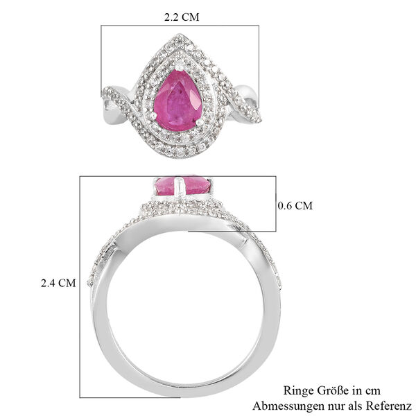 Premium Ilakaka Rosa Saphir und Zirkon Halo Ring, 925 Silber platiniert, 2,21 ct. image number 8